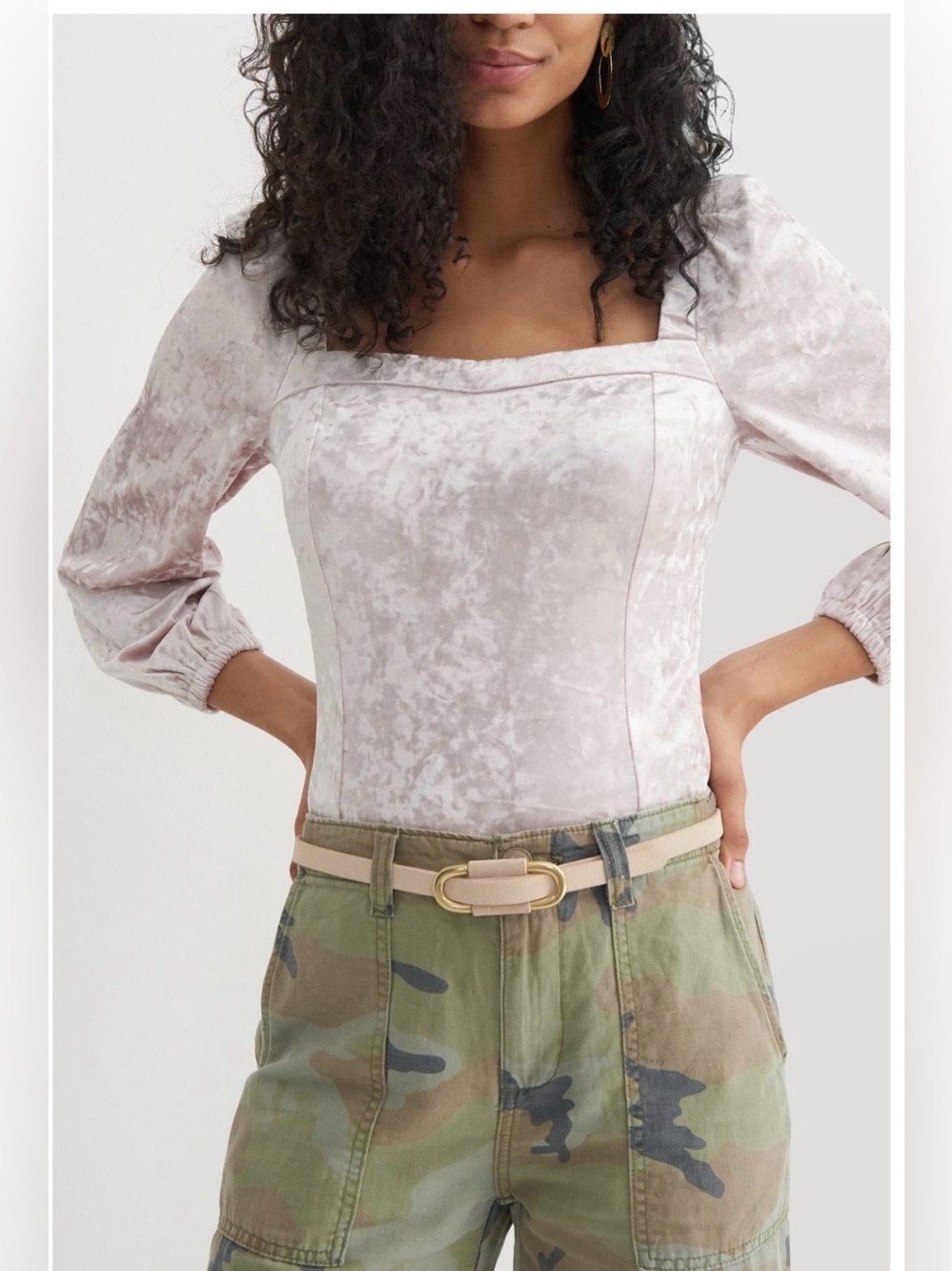 Anthropologie Jessima Shimmery Gray Velvet Top Size XS